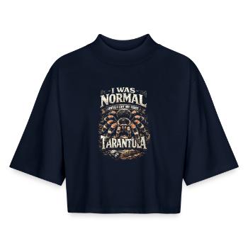 Vogelspinne Normal Until I Got My First Tarantula - Boxy Frauen Recyceltes 1/2 Sleeved T-Shirt by Stanley/Stella - Navy - Vorne - AI Model Female 172 light (172cm)
