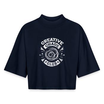 Dessin griffonné - T-shirt femme coupe boxy recyclé manches mi-longues Stanley/Stella - marine - Devant - AI Model Female 172 light (172cm)
