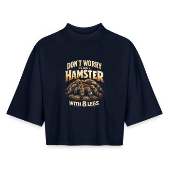 Vogelspinne Its Just A Hamster With 8 Legs - Boxy Frauen Recyceltes 1/2 Sleeved T-Shirt by Stanley/Stella - Navy - Vorne - AI Model Female 172 light (172cm)