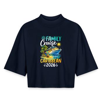 Family Cruise Caribbean 2026 - Boxy Frauen Recyceltes 1/2 Sleeved T-Shirt by Stanley/Stella - Navy - Vorne - AI Model Female 172 light (172cm)
