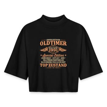 35. Geburtstag Oldtimer Baujahr 1991 Geschenk - Boxy Frauen Recyceltes 1/2 Sleeved T-Shirt by Stanley/Stella - Schwarz - Vorne - AI Model Female 172 light (172cm)