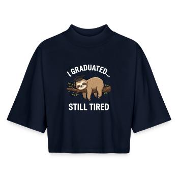 Graduated Still Tired Sloth Graduation Shirt  - Boxy Frauen Recyceltes 1/2 Sleeved T-Shirt by Stanley/Stella - Navy - Vorne - AI Model Female 172 light (172cm)