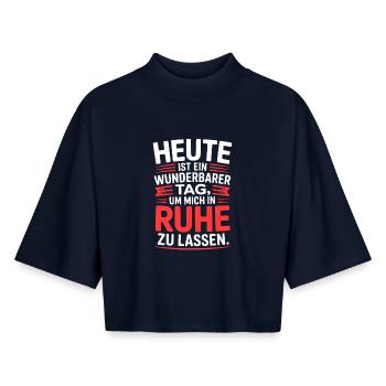 Ruhe Spruch lustig nicht stören - Boxy Frauen Recyceltes 1/2 Sleeved T-Shirt by Stanley/Stella - Navy - Vorne - AI Model Female 172 light (172cm)