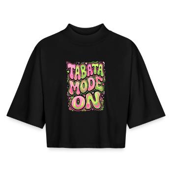 Tabata Mode On - Boxy Women's Recycled 1/2 Sleeved T-Shirt by Stanley/Stella - black - Front - AI Model Female 172 light (172cm)