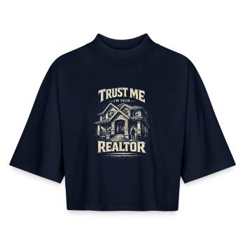 Immobilienmakler Makler Trust Me I'm Your Realtor - Boxy Frauen Recyceltes 1/2 Sleeved T-Shirt by Stanley/Stella - Navy - Vorne - AI Model Female 172 light (172cm)
