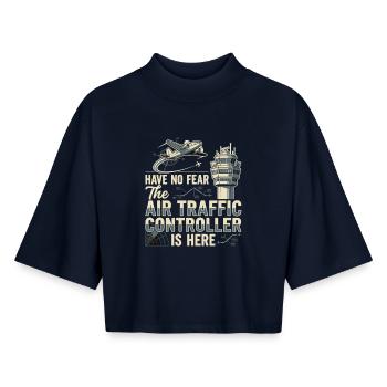 Fluglotse Air Traffic Controller Pilot - Boxy Women's Recycled 1/2 Sleeved T-Shirt by Stanley/Stella - navy - Front - AI Model Female 172 light (172cm)