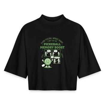 Pickleball Memory Boost Funny Player Love - Boxy Women's Recycled 1/2 Sleeved T-Shirt by Stanley/Stella - black - Front - AI Model Female 172 light (172cm)