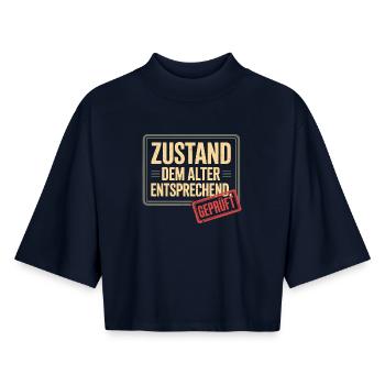 Zustand Dem Alter Entsprechend Oldtimer Geburtstag - Boxy Frauen Recyceltes 1/2 Sleeved T-Shirt by Stanley/Stella - Navy - Vorne - AI Model Female 172 light (172cm)