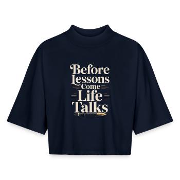 Homeroom Teacher Before Lessons Come Education - Boxy Women's Recycled 1/2 Sleeved T-Shirt by Stanley/Stella - navy - Front - AI Model Female 172 light (172cm)