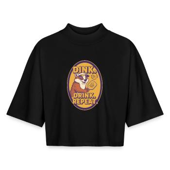 Joueur drôle de pickleball Dink Drink Repeat - T-shirt femme coupe boxy recyclé manches mi-longues Stanley/Stella - noir - Devant - AI Model Female 172 light (172cm)