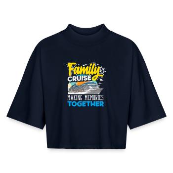 Family Cruise Making Memories Together - Boxy Women's Recycled 1/2 Sleeved T-Shirt by Stanley/Stella - navy - Front - AI Model Female 172 light (172cm)