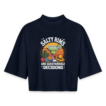 Margarita T-Shirt Salty Rims - Boxy Women's Recycled 1/2 Sleeved T-Shirt by Stanley/Stella - navy - Front - AI Model Female 172 light (172cm)