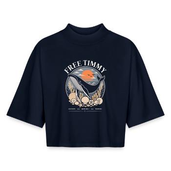 Déclaration de baleines à bosse Timmy Hope Produits dérivés - T-shirt femme coupe boxy recyclé manches mi-longues Stanley/Stella - marine - Devant - AI Model Female 172 light (172cm)