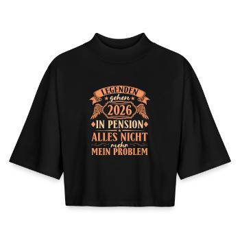 Pensionär 2026 Legende - Ruhestand Geschenk - Boxy Frauen Recyceltes 1/2 Sleeved T-Shirt by Stanley/Stella - Schwarz - Vorne - AI Model Female 172 light (172cm)