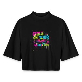 Girls On Tour Mallorca 2026 (Garantie du prix le plus bas) - T-shirt femme coupe boxy recyclé manches mi-longues Stanley/Stella - noir - Devant - AI Model Female 172 light (172cm)