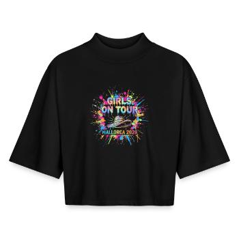 Girls On Tour Mallorca 2026 (Garantie du prix le plus bas) - T-shirt femme coupe boxy recyclé manches mi-longues Stanley/Stella - noir - Devant - AI Model Female 172 light (172cm)