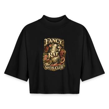 Rat de couleur, club social de rats de fantaisie Big Mouse Rat domestique - T-shirt femme coupe boxy recyclé manches mi-longues Stanley/Stella - noir - Devant - AI Model Female 172 light (172cm)