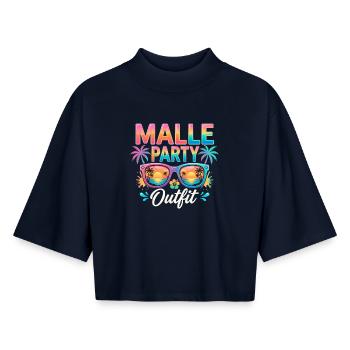 Tenue de fête Malle - T-shirt femme coupe boxy recyclé manches mi-longues Stanley/Stella - marine - Devant - AI Model Female 172 light (172cm)