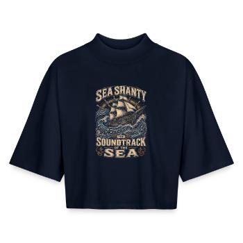 Chansons marines de chœur de bidonvilles - T-shirt femme coupe boxy recyclé manches mi-longues Stanley/Stella - marine - Devant - AI Model Female 172 light (172cm)