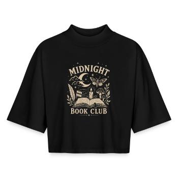 Midnight Book Club - Dark Academia Aesthetics - Boxy Women's Recycled 1/2 Sleeved T-Shirt by Stanley/Stella - black - Front - AI Model Female 172 light (172cm)