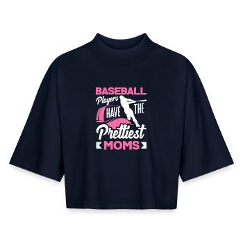 Les joueurs de baseball ont les plus belles mamans - T-shirt femme coupe boxy recyclé manches mi-longues Stanley/Stella - marine - Devant - AI Model Female 172 light (172cm)