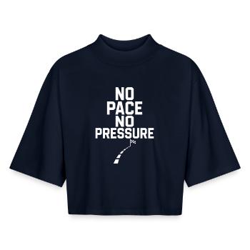 No Pace No Pressure - Boxy Women's Recycled 1/2 Sleeved T-Shirt by Stanley/Stella - navy - Front - AI Model Female 172 light (172cm)