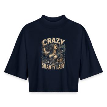 Shanty Chor Seemannslieder Crazy Shanty Lady - Boxy Frauen Recyceltes 1/2 Sleeved T-Shirt by Stanley/Stella - Navy - Vorne - AI Model Female 172 light (172cm)