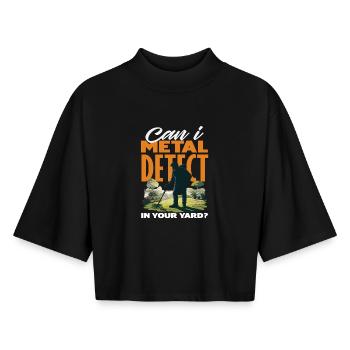 Puis-je sonder dans votre jardin la question - T-shirt femme coupe boxy recyclé manches mi-longues Stanley/Stella - noir - Devant - AI Model Female 172 light (172cm)