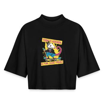 Punk For A Day Todays Agenda Be Punk Cause Trouble - Boxy Frauen Recyceltes 1/2 Sleeved T-Shirt by Stanley/Stella - Schwarz - Vorne - AI Model Female 172 light (172cm)