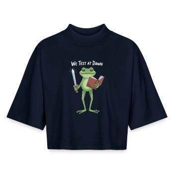 Nous testons à Dawn Frog Knight - T-shirt femme coupe boxy recyclé manches mi-longues Stanley/Stella - marine - Devant - AI Model Female 172 light (172cm)
