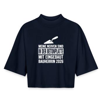 Bauherrin Hausbau Humor - Boxy Frauen Recyceltes 1/2 Sleeved T-Shirt by Stanley/Stella - Navy - Vorne - AI Model Female 172 light (172cm)