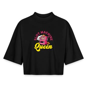 Pinke Spielautomaten Königin Casino Jackpot - Boxy Frauen Recyceltes 1/2 Sleeved T-Shirt by Stanley/Stella - Schwarz - Vorne - AI Model Female 172 light (172cm)