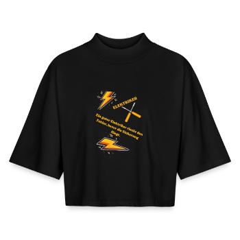 Elektriker T-Shirt Lustiges Geschenk Beruf Humor!! - Boxy Frauen Recyceltes 1/2 Sleeved T-Shirt by Stanley/Stella - Schwarz - Vorne - AI Model Female 172 light (172cm)