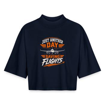 Aviation Technology Maintenance Aircraft Professional - Boxy Women's Recycled 1/2 Sleeved T-Shirt by Stanley/Stella - navy - Front - AI Model Female 172 light (172cm)