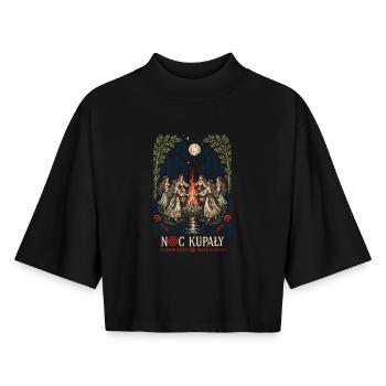 Noc Kupaly Fire Dance - Boxy Women's Recycled 1/2 Sleeved T-Shirt by Stanley/Stella - black - Front - AI Model Female 172 light (172cm)
