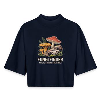 T-shirt Mushroom Picker pour les fans et les activités en plein air et en forêt - T-shirt femme coupe boxy recyclé manches mi-longues Stanley/Stella - marine - Devant - AI Model Female 172 light (172cm)
