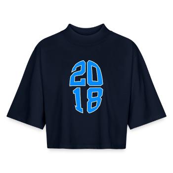 8 YEARS OLD 2018 8TH BIRTHDAY - Boxy Women's Recycled 1/2 Sleeved T-Shirt by Stanley/Stella - navy - Front - AI Model Female 172 light (172cm)