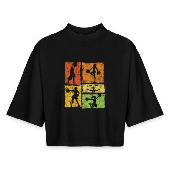 Cheerleader Squad Cheer Sport Retro Style - Boxy Women's Recycled 1/2 Sleeved T-Shirt by Stanley/Stella - black - Front - AI Model Female 172 light (172cm)
