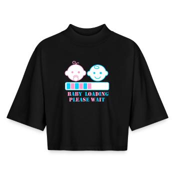 BABY LOADING BITTE WARTEN - Boxy Frauen Recyceltes 1/2 Sleeved T-Shirt by Stanley/Stella - Schwarz - Vorne - AI Model Female 172 light (172cm)