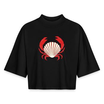 Red Crab - Boxy Women's Recycled 1/2 Sleeved T-Shirt by Stanley/Stella - black - Front - AI Model Female 172 light (172cm)