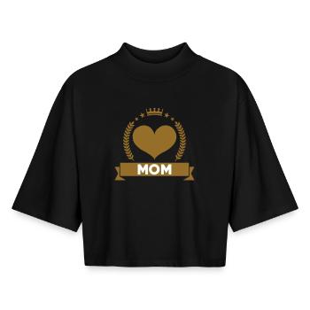 Maman d'Amour - Muttertag - Boxy Frauen Recyceltes 1/2 Sleeved T-Shirt by Stanley/Stella - Schwarz - Vorne - AI Model Female 172 light (172cm)