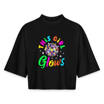 Retro Back to the 80s Vintage Design - Boxy Frauen Recyceltes 1/2 Sleeved T-Shirt by Stanley/Stella - Schwarz - Vorne - AI Model Female 172 light (172cm)