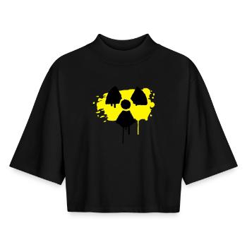 radio active sign as graffiti - Boxy Women's Recycled 1/2 Sleeved T-Shirt by Stanley/Stella - black - Front - AI Model Female 172 light (172cm)