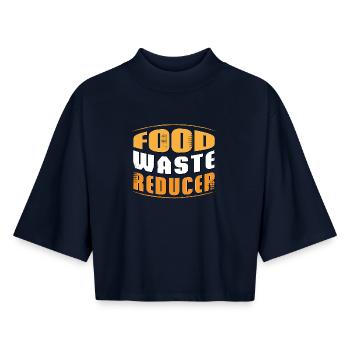 FOOD WASTE REDUCER - Boxy Women's Recycled 1/2 Sleeved T-Shirt by Stanley/Stella - navy - Front - AI Model Female 172 light (172cm)