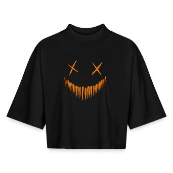Pumpkin Grimace1 - Boxy Women's Recycled 1/2 Sleeved T-Shirt by Stanley/Stella - black - Front - AI Model Female 172 light (172cm)
