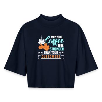 Design torsadé en forme de ballon - T-shirt femme coupe boxy recyclé manches mi-longues Stanley/Stella - marine - Devant - AI Model Female 172 light (172cm)