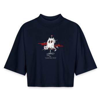 Catghost in Love - Boxy Women's Recycled 1/2 Sleeved T-Shirt by Stanley/Stella - navy - Front - AI Model Female 172 light (172cm)
