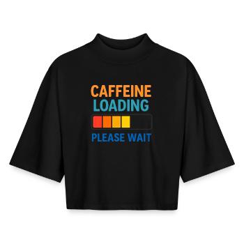 Kaffee Ladebalken Wartezeit - Boxy Frauen Recyceltes 1/2 Sleeved T-Shirt by Stanley/Stella - Schwarz - Vorne - AI Model Female 172 light (172cm)