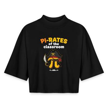 Pi-rates de l’enseignant de mathématiques en classe - T-shirt femme coupe boxy recyclé manches mi-longues Stanley/Stella - noir - Devant - AI Model Female 172 light (172cm)
