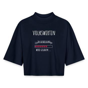 Économiste Études d’économie Profession Éducation - T-shirt femme coupe boxy recyclé manches mi-longues Stanley/Stella - marine - Devant - AI Model Female 172 light (172cm)